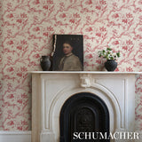 Toile de Fleurs Rouge by Schumacher Classic Floral Ogee Wallpaper – Perennial Favorites 5009122