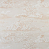 Cloud Toile wallpaper in gold, featuring a wide-width, screenprinted cloud pattern with an ethereal, mural-like effect by Schumacher.