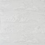 Cloud Toile Quartz wallpaper by Schumacher featuring a wide-width, screenprinted cloud pattern in soft neutral tones.