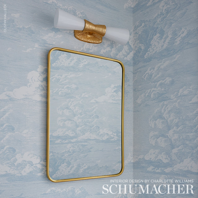 Cloud Toile Mineral by Schumacher Modern Glamour Wide-Width Scenic Wallpaper – Schumacher 5009132