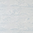 Cloud Toile Mineral wallpaper by Schumacher featuring a wide-width, screenprinted cloud pattern in soft blue and white tones.