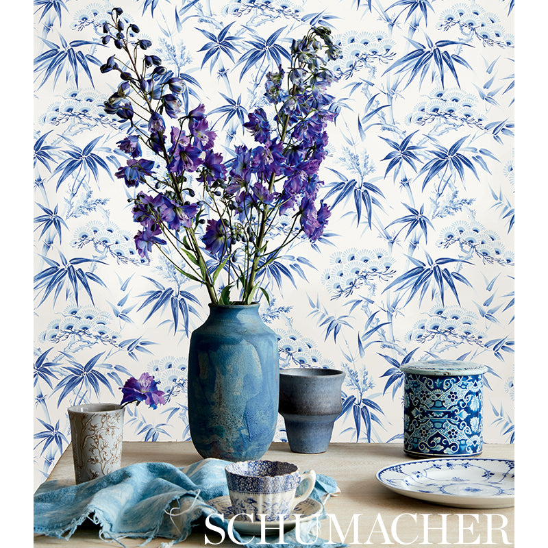 Arita Floral Porcelain by Schumacher Painterly Botanical Wallpaper – Schumacher 5009140