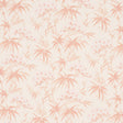 Arita Floral wallpaper in rose, featuring painterly bamboo and plum blossom motifs in a soft pink colorway, styled in a bedroom setting.