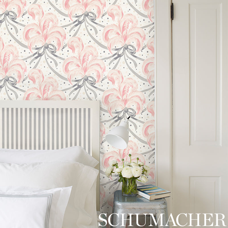Plumes et Rubans Blue Wallpaper by Schumacher – Fashion Forward Collection 5009180
