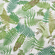 FERNARIUM wallpaper by Schumacher featuring oversized green fern fronds on an ivory and leaf background, designed by Clements Ribeiro.