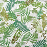 FERNARIUM wallpaper by Schumacher featuring oversized green fern fronds on an ivory and leaf background, designed by Clements Ribeiro.