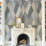 Deco Diamonds Panel Dove by Clements Ribeiro Modern Geometric Wallpaper – Schumacher 5009200