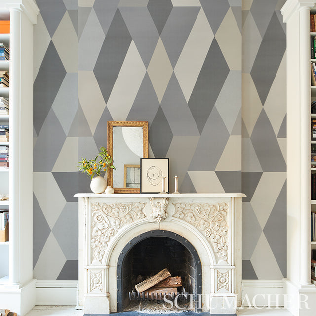 Deco Diamonds Panel Dove by Clements Ribeiro Modern Geometric Wallpaper – Schumacher 5009200