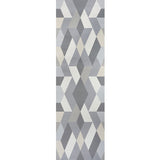 Deco Diamonds Panel wallpaper in Dove by Clements Ribeiro for Schumacher, geometric modernist mural effect in grey and neutral tones.