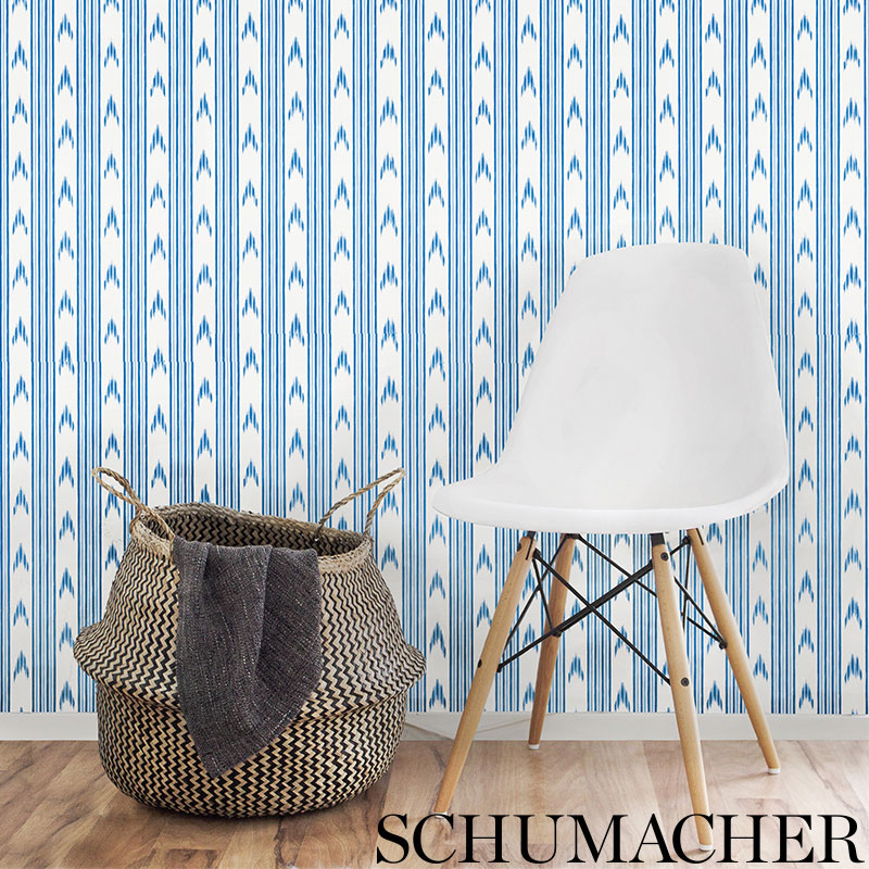 Santa Barbara Ikat Indigo by Schumacher Mark D. Sikes Designer Wallpaper – Schumacher 5009220