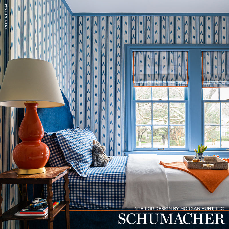 Santa Barbara Ikat Indigo by Schumacher Mark D. Sikes Designer Wallpaper – Schumacher 5009220