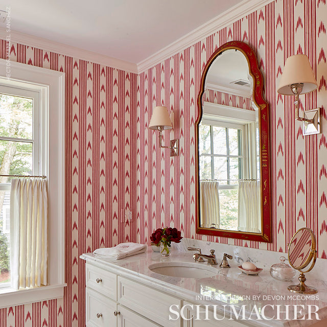 Santa Barbara Ikat Pink by Schumacher Mark D. Sikes Designer Wallpaper – Schumacher 5009221