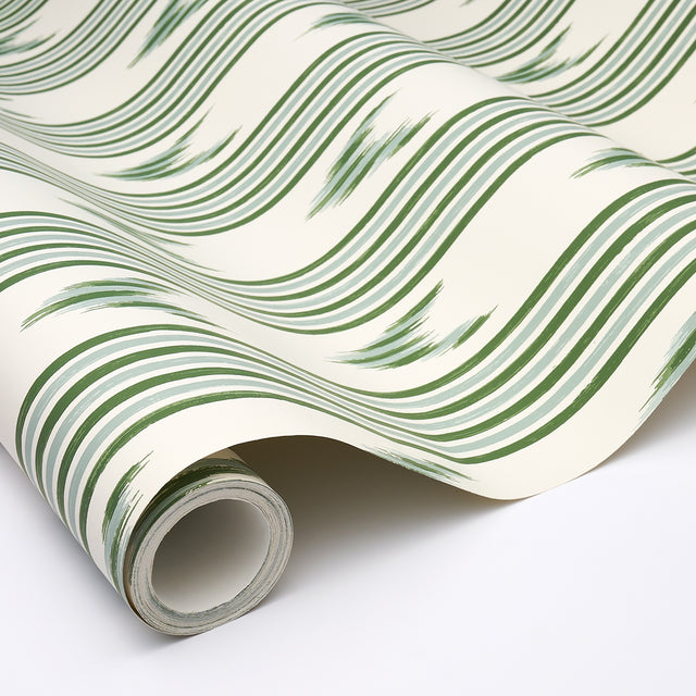 Santa Barbara Ikat Leaf Green by Schumacher Mark D. Sikes Designer Wallpaper – Schumacher 5009224