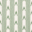 Santa Barbara Ikat wallpaper in Leaf Green by Schumacher, featuring a hand-painted ikat stripe pattern in green on a white background.