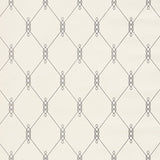 DISO Parchment trellis pattern wallpaper by Schumacher, designed by David Oliver, shown in a bedroom setting.