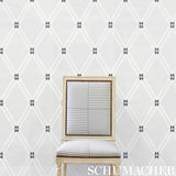ASOLO Blue Trellis Geometric Wallpaper by David Oliver – Schumacher 5009240