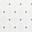 ASOLO by David Oliver for Schumacher. Blue and white argyle trellis geometric wallpaper in a modern entryway.