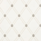 Asolo Clay Trellis Argyle Pattern Wallpaper by Schumacher, designed by David Oliver, shown in a modern interior setting.
