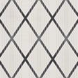Monti Charcoal geometric diamond wallpaper by Schumacher, shown in styled room and close-up views.