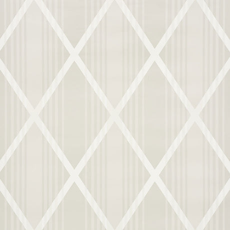 Monti Stone geometric lattice wallpaper by Schumacher, shown in room and detail views.