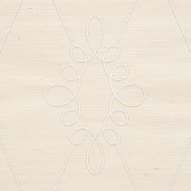 Sylvie Embroidered Sisal Ivory by Schumacher Embroidered Trellis Wallpaper – Schumacher 5009270