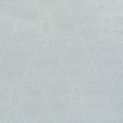 Sylvie Embroidered Sisal wallpaper in Water Blue with a classic trellis and medallion embroidery pattern by Schumacher