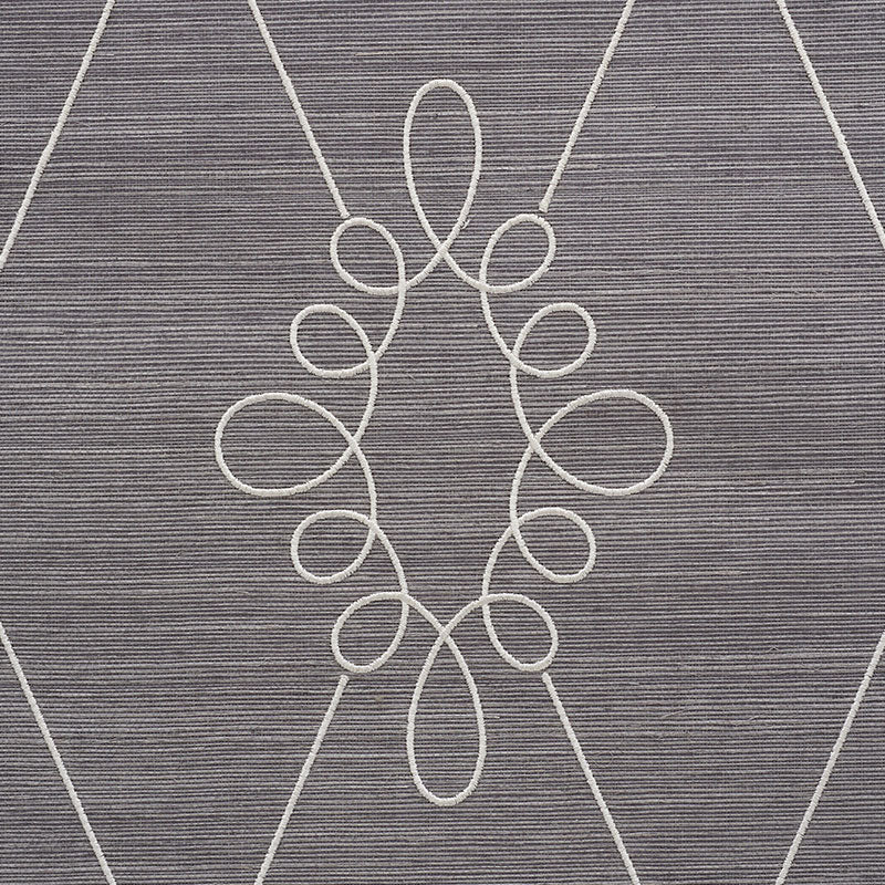 Sylvie Embroidered Sisal Charcoal by Schumacher Embroidered Trellis Wallpaper – Schumacher 5009272