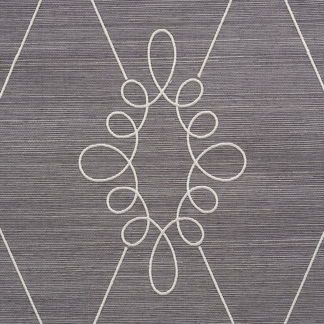 Sylvie Embroidered Sisal Charcoal by Schumacher Embroidered Trellis Wallpaper – Schumacher 5009272