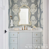 Agra Sisal Sky by Schumacher Ikat Floral Sisal Wallcovering – Schumacher 5009280
