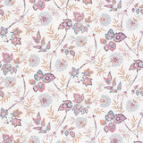 Emperor's Vine Aubergine wallpaper with scrolling vines, leaves, and flowers in a mid-scale, exotic pattern by Schumacher.