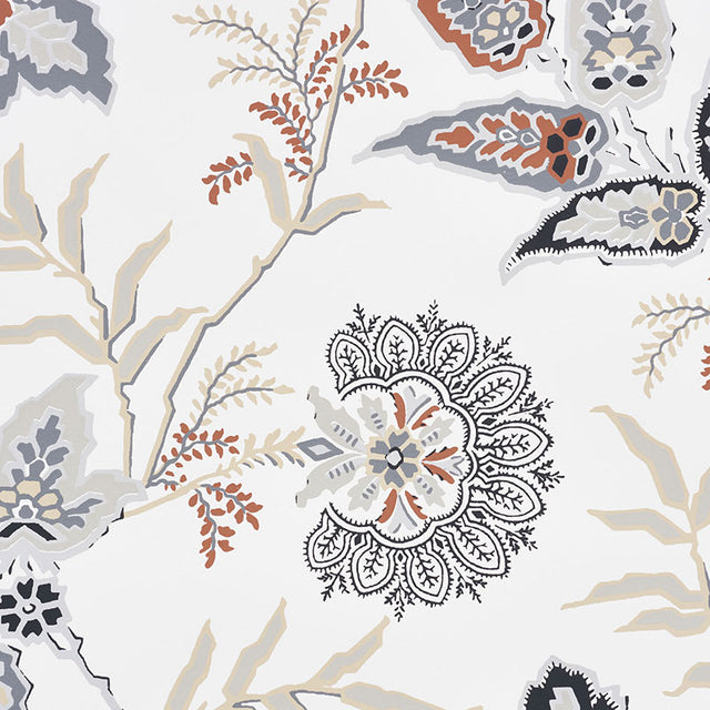 Emperor's Vine Neutral by Schumacher Ottoman Chic Delicate Exotic Floral Wallpaper – Schumacher 5009292