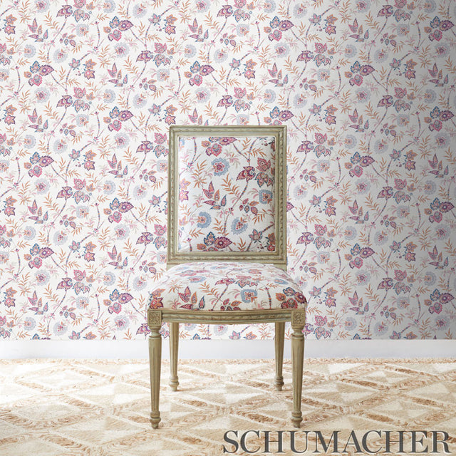Emperor's Vine Neutral by Schumacher Ottoman Chic Delicate Exotic Floral Wallpaper – Schumacher 5009292