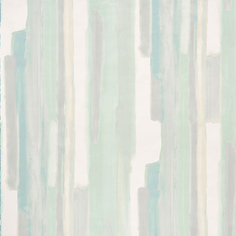 Watercolor Celadon by Miles Redd for Schumacher – abstract watercolor stripe wallpaper in soft green and neutral tones
