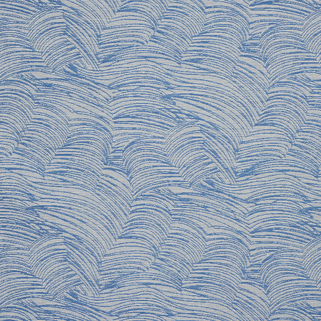 JETE blue abstract jacquard weave wallpaper by Schumacher, artisanal texture with thick and thin yarns