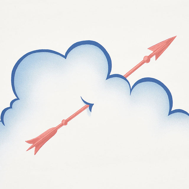 Mercurio Red & Blue by Schumacher Whimsical Clouds & Arrows Wallpaper – Schumacher 5009350