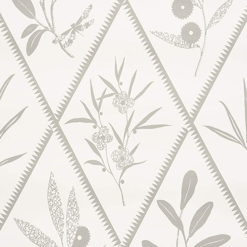 ENDIMIONE Grey Botanical Diamond Wallpaper by Schumacher – 5009372