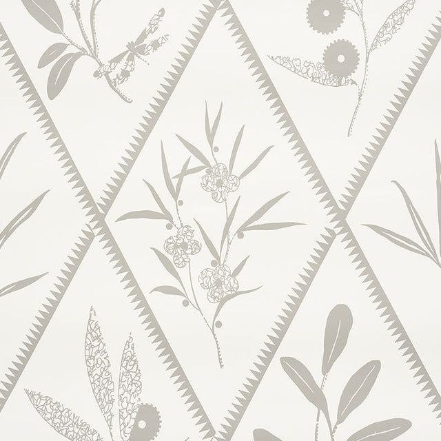 ENDIMIONE Grey Botanical Diamond Wallpaper by Schumacher – 5009372