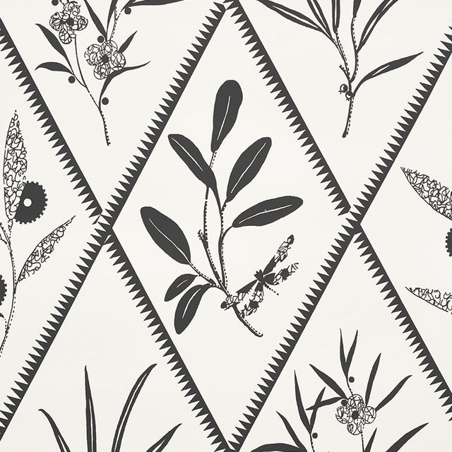 ENDIMIONE Carbon by Schumacher Botanical Diamond Wallpaper – Schumacher 5009373