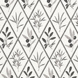 ENDIMIONE wallpaper in Carbon by Schumacher, featuring a black and white botanical diamond pattern.