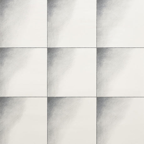 Hand-shaded geometric grid wallpaper in grey and white, Linfea by Schumacher.