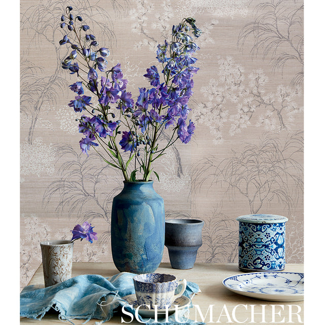MORI HEMP SHIMMER Moonstone Botanical Wallpaper – Schumacher 5009390