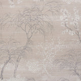 MORI HEMP SHIMMER wallpaper in Moonstone, a handpainted botanical print with traditional tree motifs on a textured ground by Schumacher.
