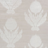 AGRA HEMP SHIMMER wallpaper in Moonstone, a soft floral ikat pattern with natural and metallic sisal texture by Schumacher.