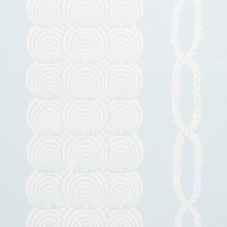Coralline Mineral wallpaper by Schumacher featuring a graphic scallop and rope pattern in a light, nautical style.