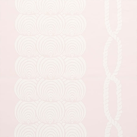 Coralline Blush wallpaper by Schumacher featuring a graphic scallop and twisted rope pattern in a soft pink colorway.