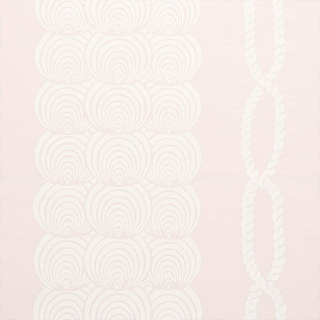 Coralline Blush wallpaper by Schumacher featuring a graphic scallop and twisted rope pattern in a soft pink colorway.