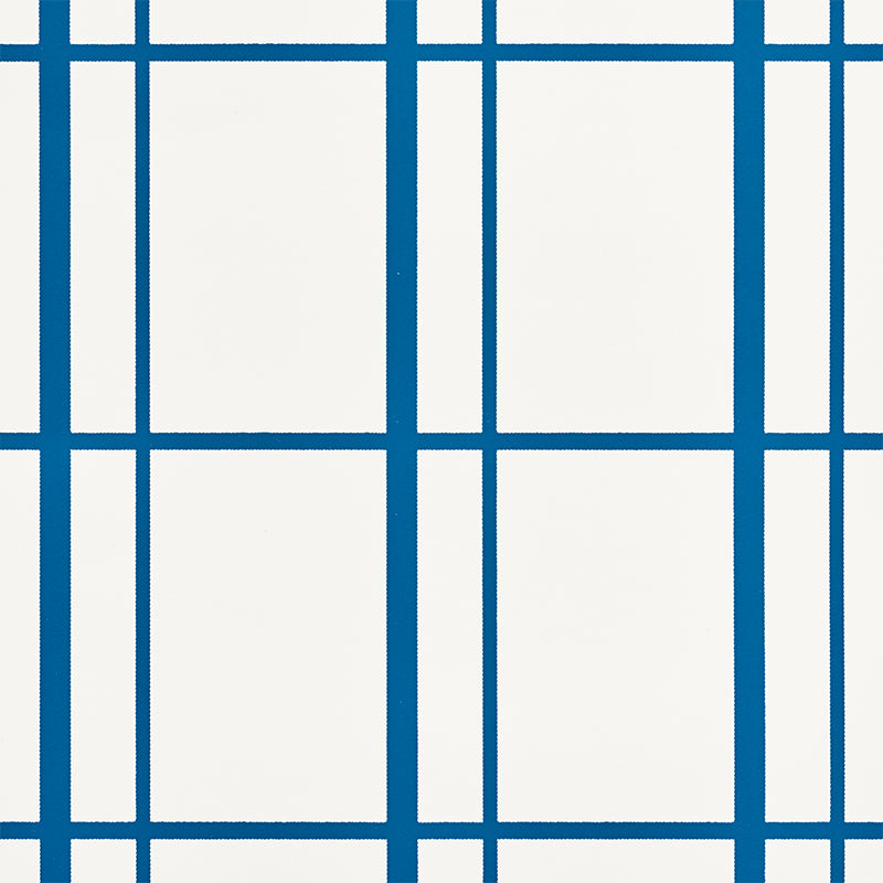 Otto Cobalt by David Oliver Geometric Windowpane Wallpaper – Schumacher 5009441
