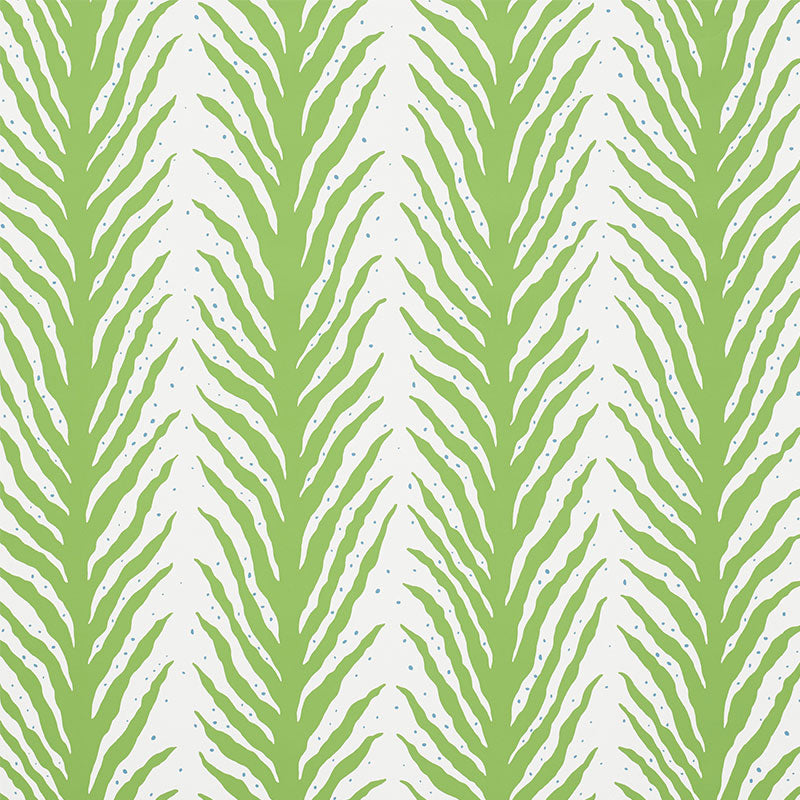 Creeping Fern Moss by Celerie Kemble green and white botanical stripe wallpaper by Schumacher