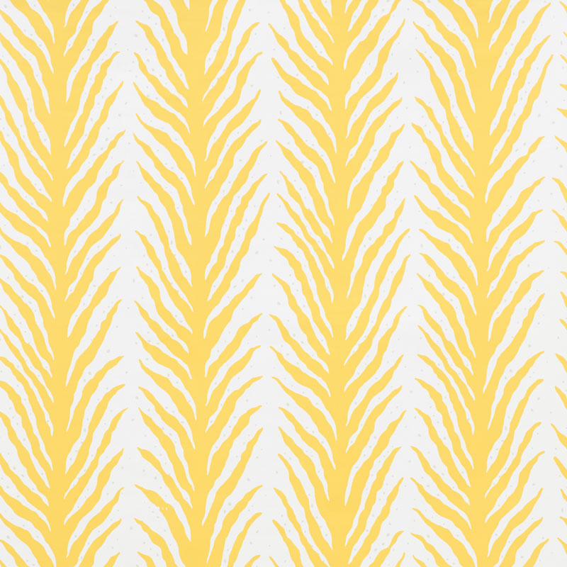 Creeping Fern Lemonade by Celerie Kemble for Schumacher - yellow and white fern stripe wallpaper pattern