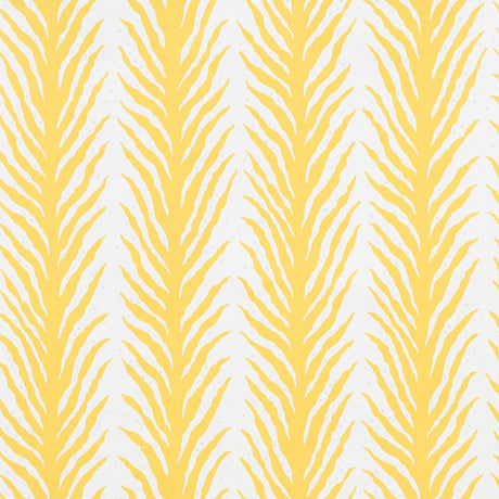 Creeping Fern Lemonade by Celerie Kemble for Schumacher - yellow and white fern stripe wallpaper pattern
